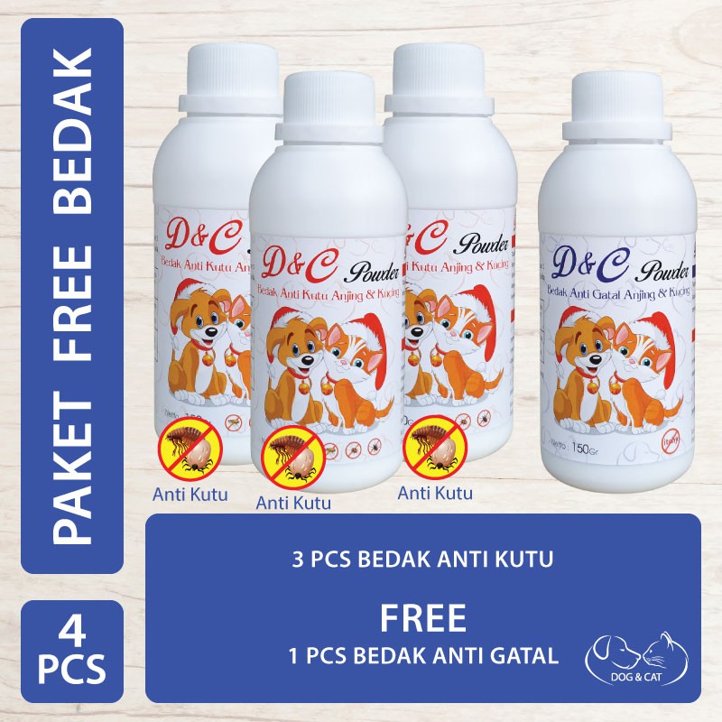 D&C Bedak Anti Kutu Free Bedak Anti Gatal Anjing & Kucing 150Gr