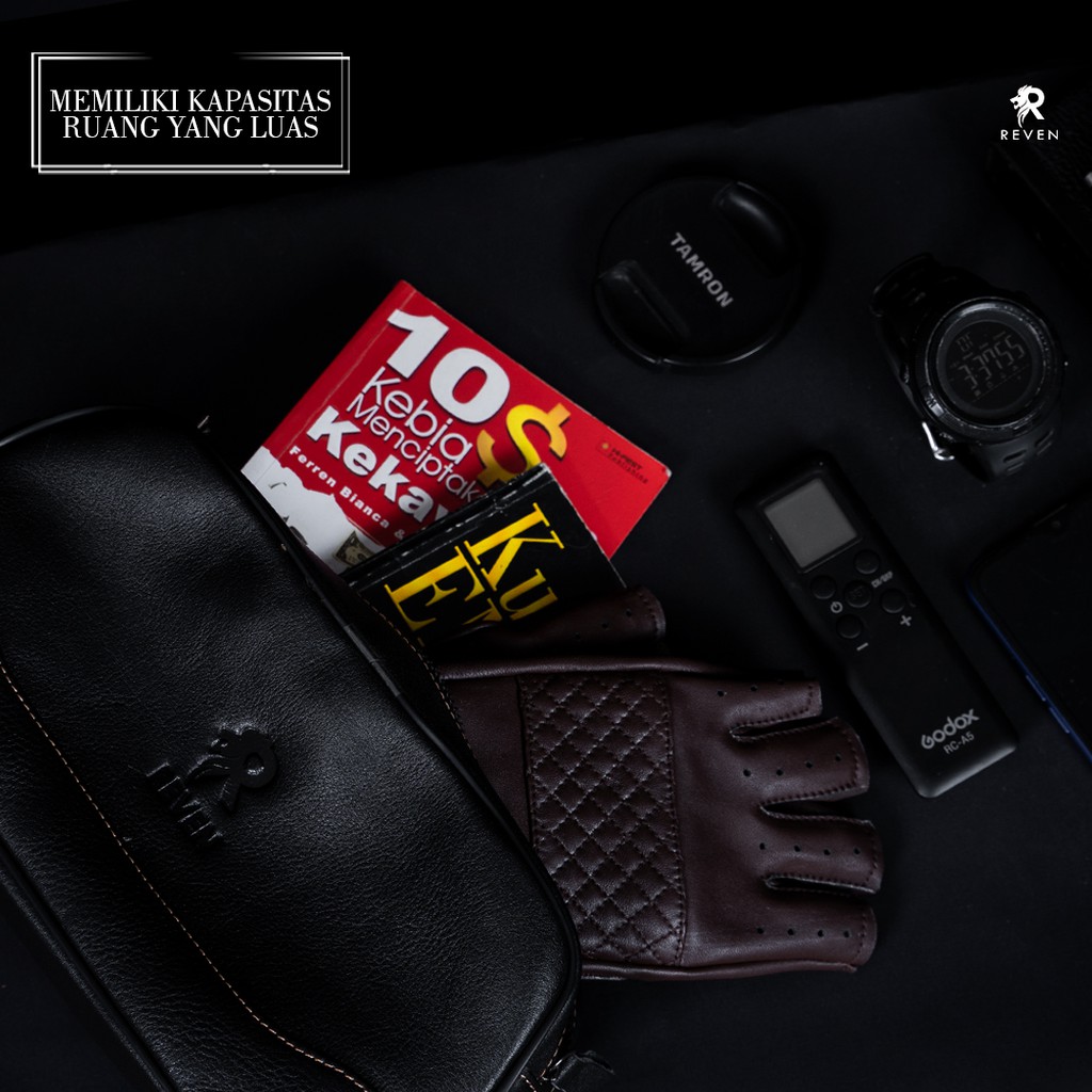 REVEN LEATHER - Pouch Bag Pria Kulit Asli Cluth Bender