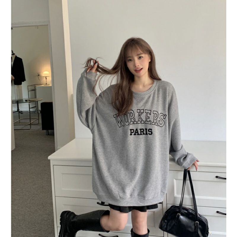 Sweater Crewneck (S - 6XL) WORKERS PARIS Sweatshirt Bigsize Jumbo OVERSIZE Unisex Korean Style Harajuku Loose Oblong