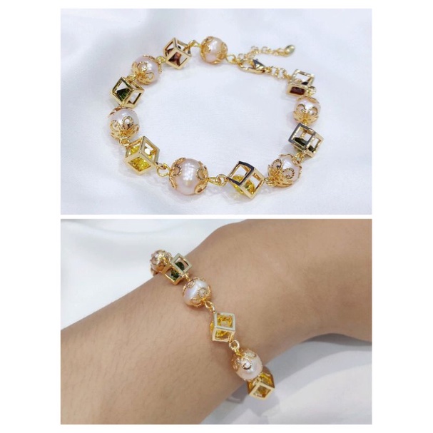 Gelang lapis emas mutiara air tawar asli lombok Gelang mutiara asli Gelang lapis emas Aksesoris muti