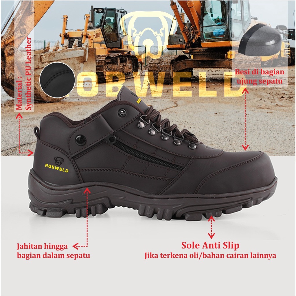 Sepatu Safety Pria, Sepatu Safety Ujung Besi, Sepatu Safety Kerja Lapangan Outdoor, Sepatu Septy Boots Proyek Terbaru BISA COD BAYAR DITEMPAT-Robweld Original