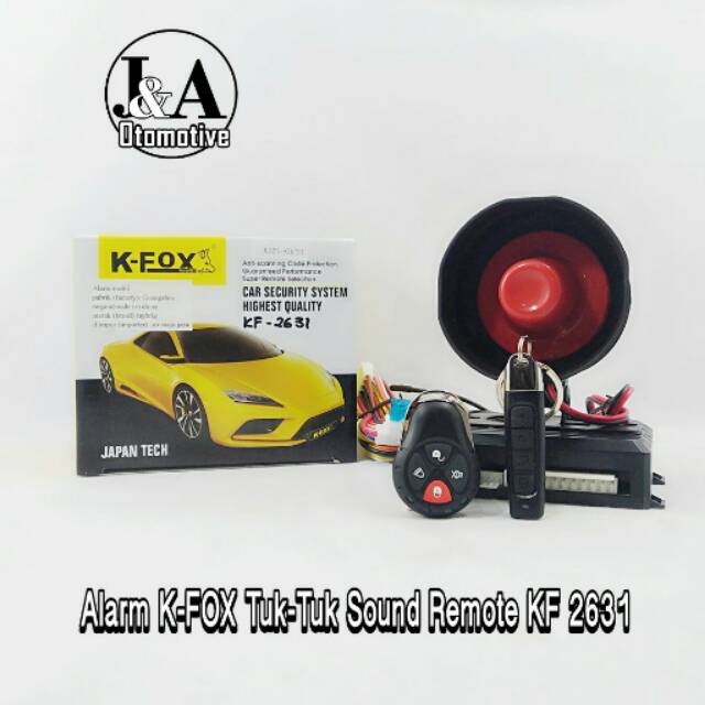 Alarm Mobil Universal K-FOX dengan 2model Remote Berbeda Bunyi TUK-TUK