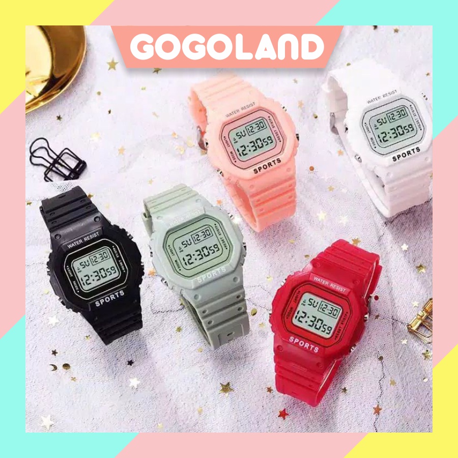 ⭐Gogoland⭐ JAM TANGAN RUBBER DIGITAL SEGI 5600 GROSIR MURAH KARET SPORT LED PRIA WANITA COUPLE JT031