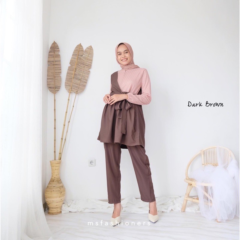 Velov one set shakila mix tile dot/ baju kondangan/ setelan/ set busui/ set shakila
