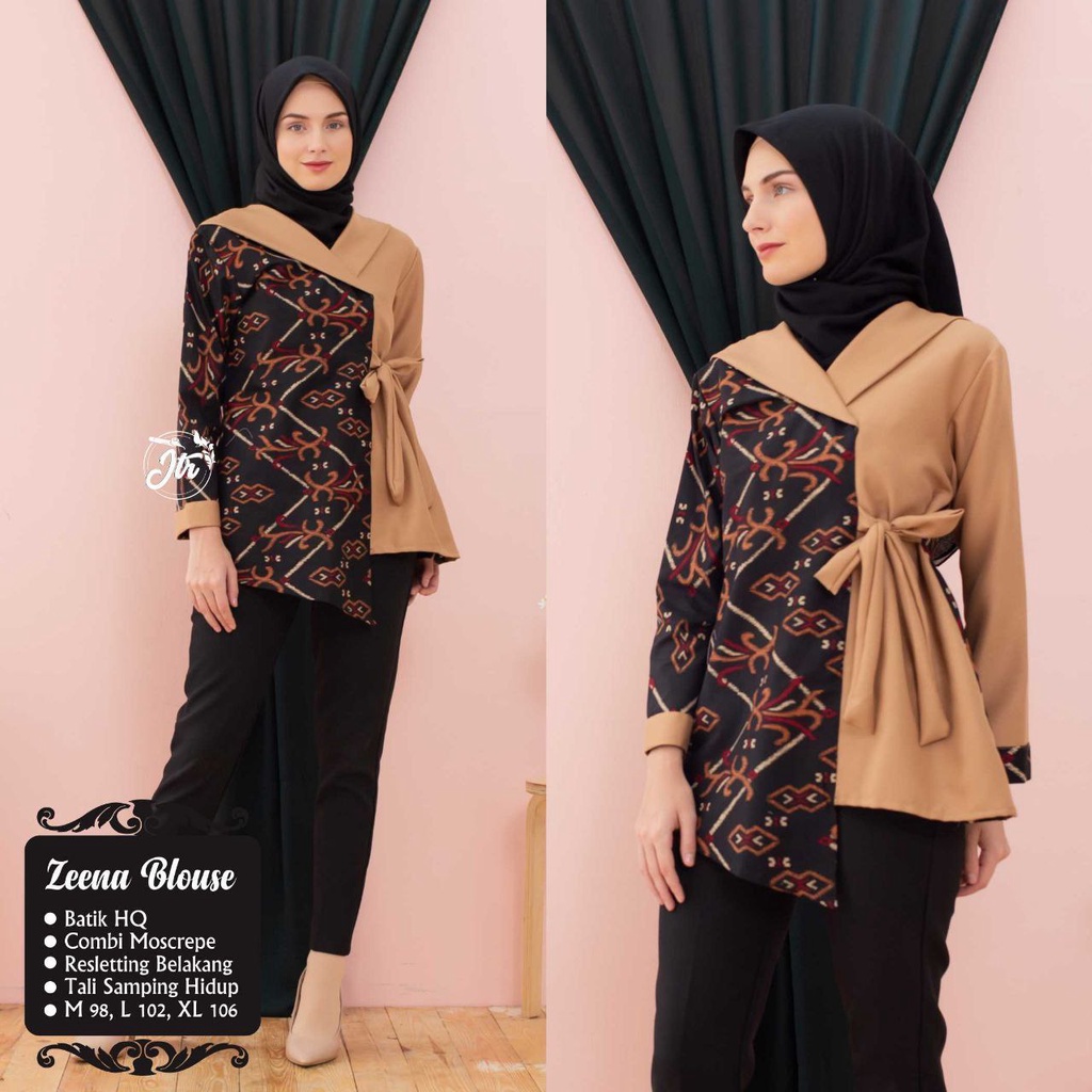 Atasan Blouse Batik Modern kombinasi Kekinian Zeena Blouse