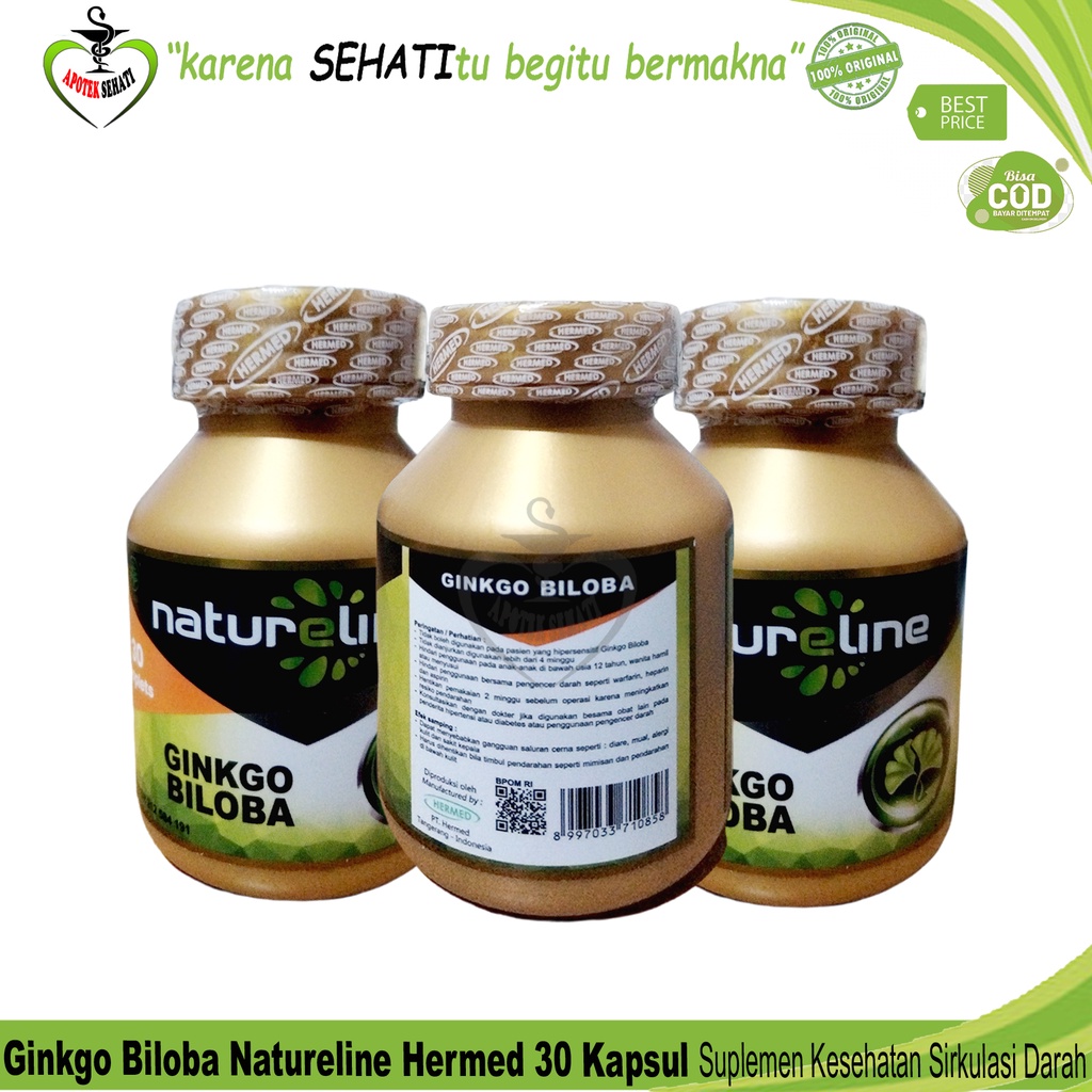 Natureline Ginkgo Biloba Hermed 30 Kapsul Suplemen Kesehatan Sirkulasi Darah