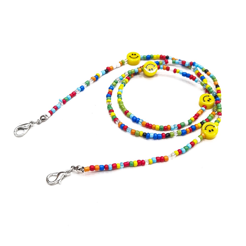 Tali lanyard anti Hilang Motif Smiley face Warna Kuning Gaya Korea Untuk Masker