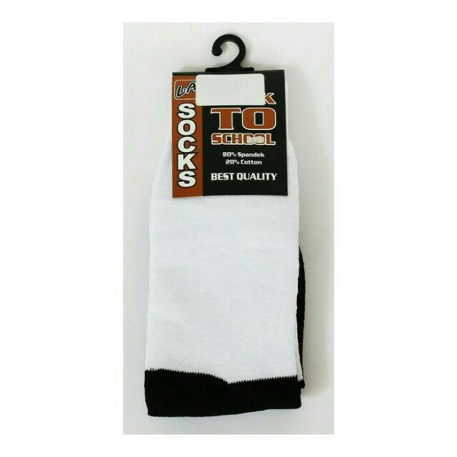 Kaos kaki Sekolah SD SMP SMA Socks Back To School Spandex Hitam Putih Polos