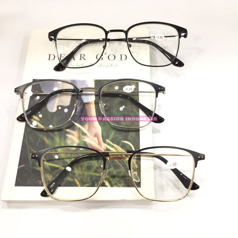 1924 Kacamata Minus -0.50 sd -4.00 Model Kotak Cowok Cewek