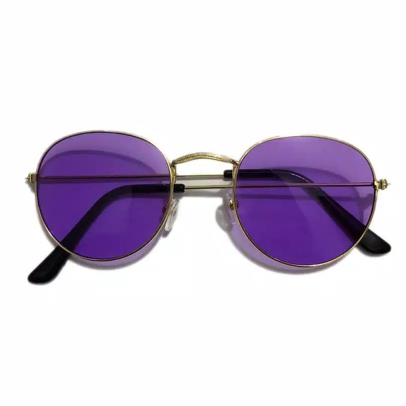 Kacamata Wanita Lensa Rangka Transparan Retro Vintage Metal Frame Eyeglasses-GOLD UNGU TUA