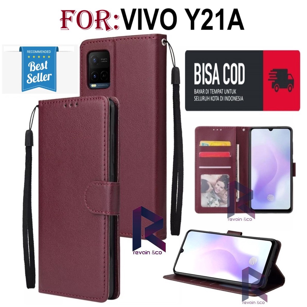 NEW VIVO Y21A CASE FLIP WALLET LEATHER KULIT PREMIUM SARUNG BUKA TUTUP FLIP CASE VIVO Y21A