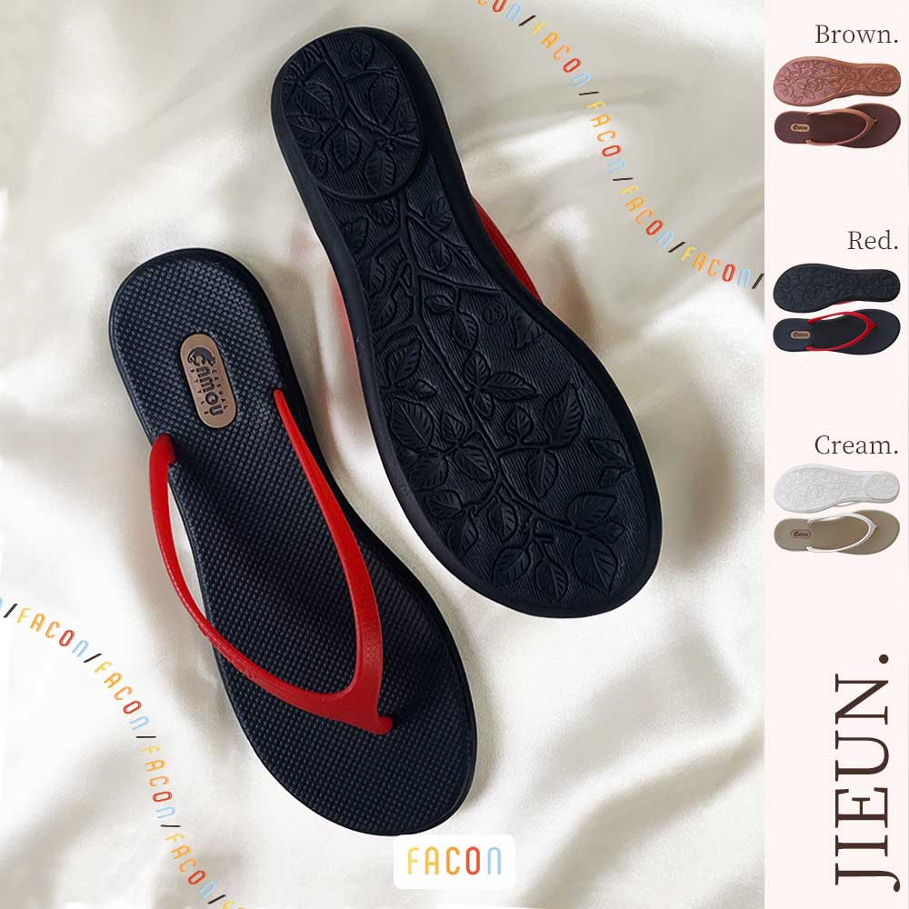 Sandal Jepit Premium Wanita Kekinian - Jieun Red FACON