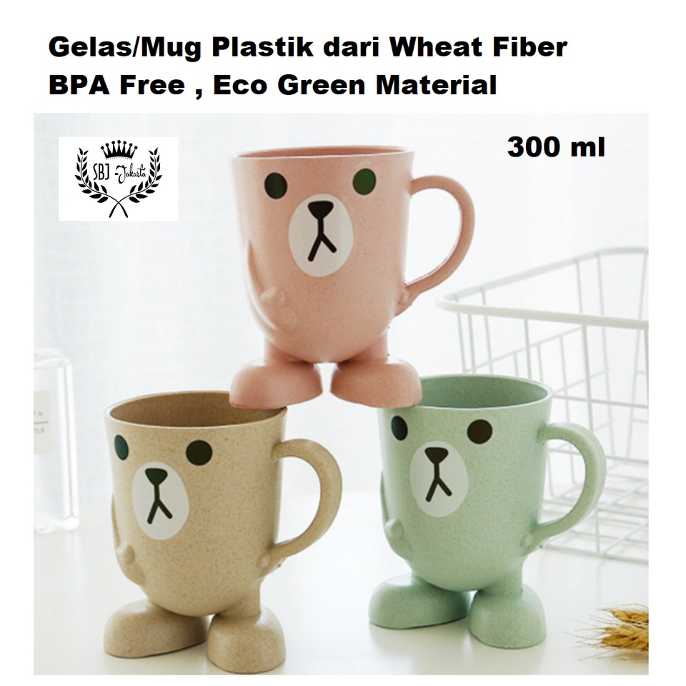 Gelas Cangkir Mug anak 100% bahan organik Rumput gandum Wheat Fiber Food Grade BPA FREE