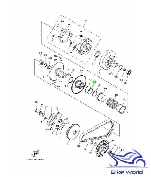 Oring seal sil Pully atas Mio M3 2SX E7465 10 Yamaha Genuine Parts