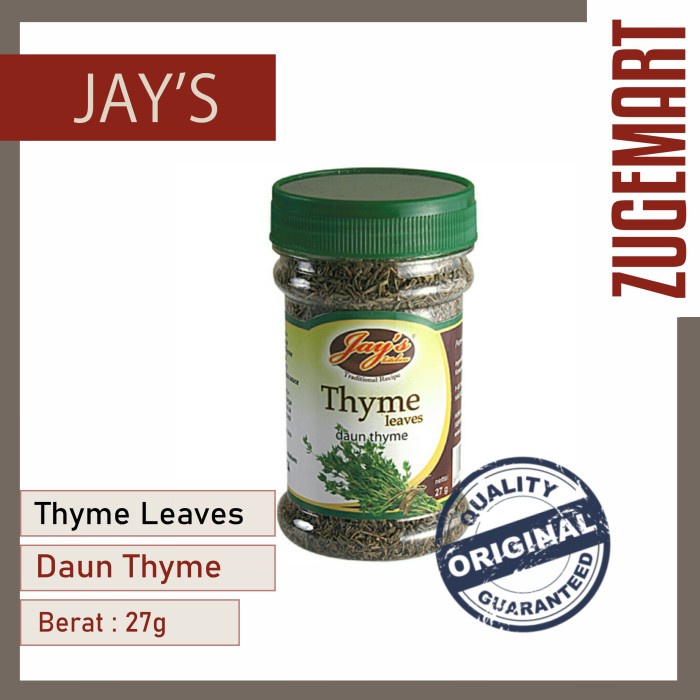 

Jays Thyme Leaves / Daun Thyme / Jay's - 27Gram