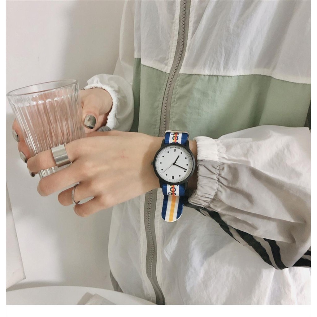 [COD] Jam tangan fashion convas jam wanita pria gaya korea Uniseks harga grosir W152