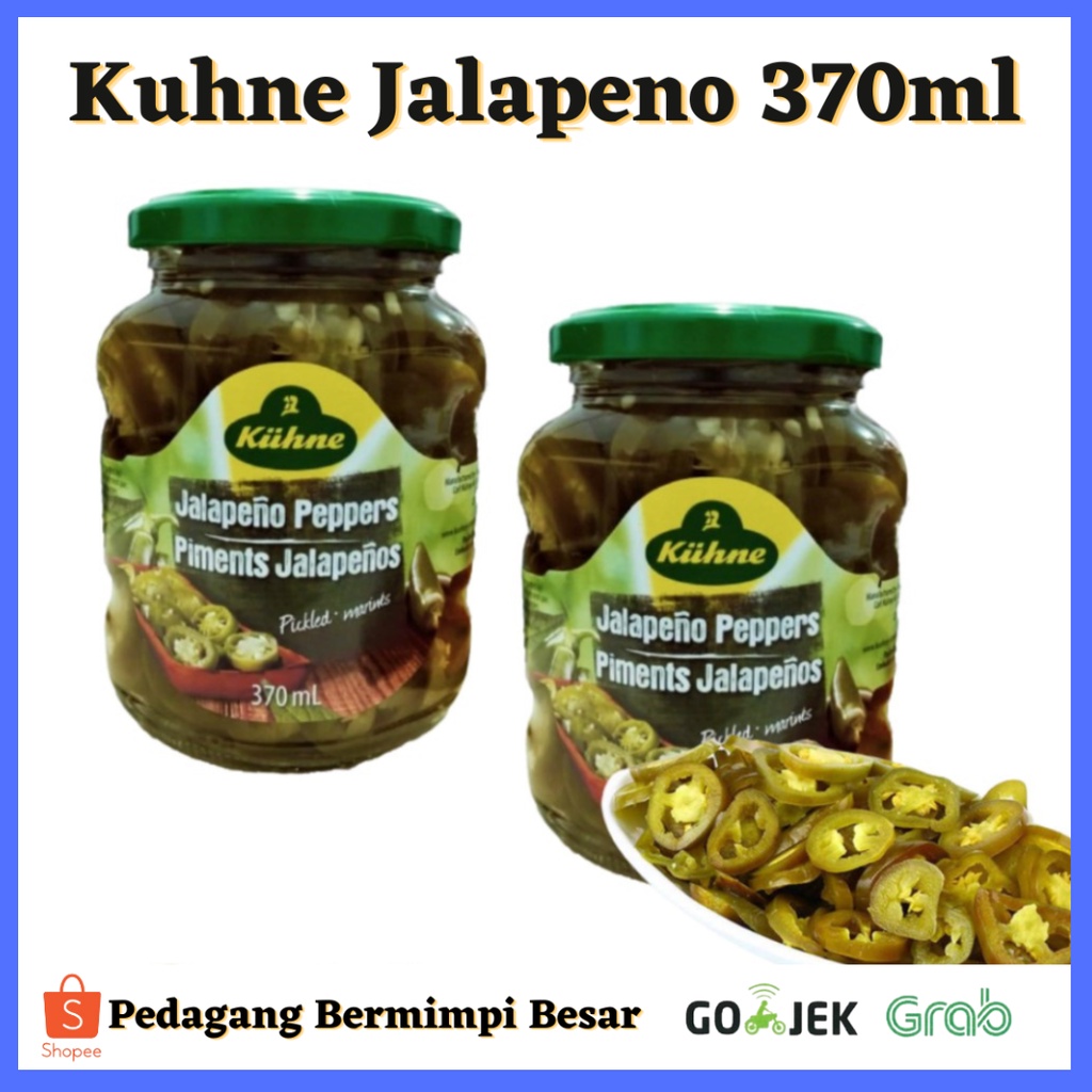 Kuhne Jalapeno 370ml / Kuhne Jalapeno Peppers Pickled Marines / Acar Cabai Mexico 370gr