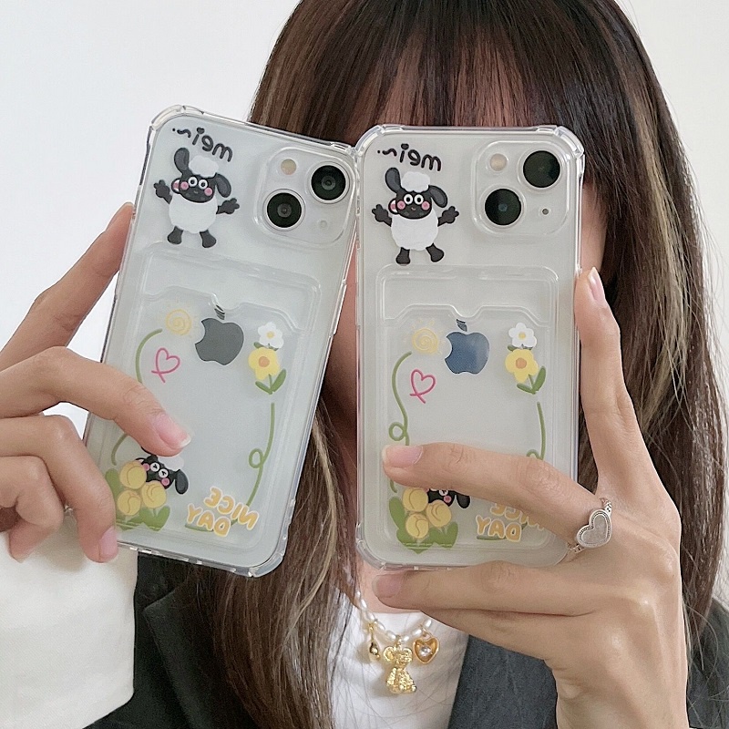 Soft Case Transparan Desain Kartun Domba sean Untuk iPhone 12 13 Pro MAX 11 X XR XS MAX