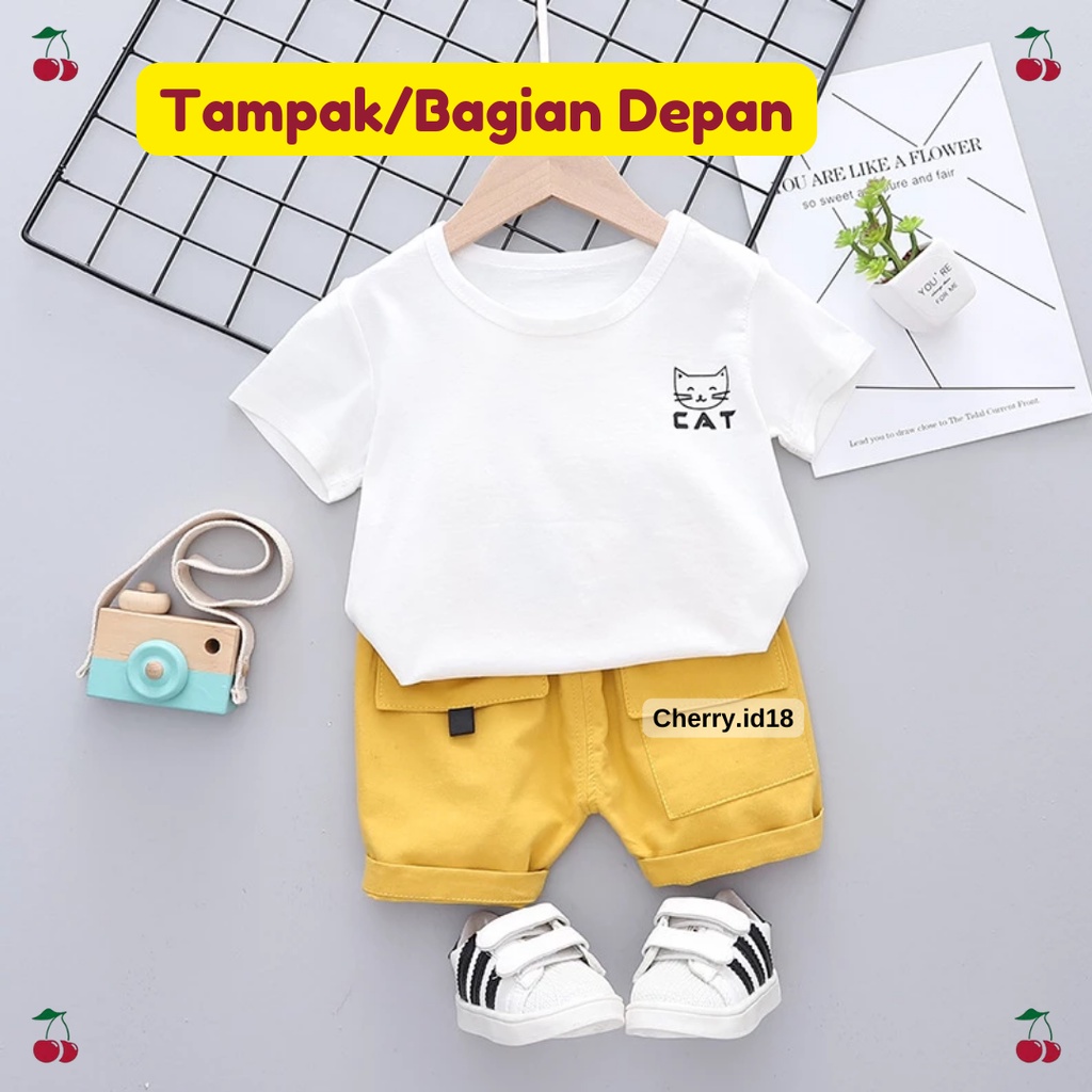 Cherry COD Setelan Import Anak Cowok / Baju Distro Anak / Pakaian Anak Cowok - Motif Cat SB28