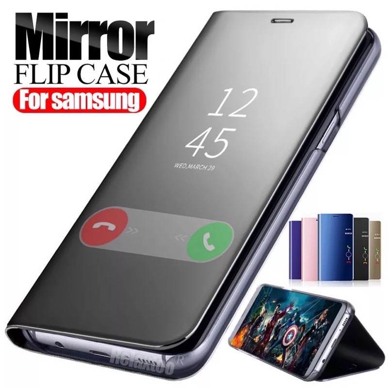 SAMSUNG A10 A10S A20 A30 A20S A30S A50 A50S A70 M20 M01S M21 M30S Flip Mirror stand / Flip Cover case smart View Auto Lock standing hp