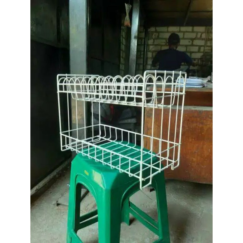 Rak piring besi 2 susun / Rak piring gantung dinding tembok