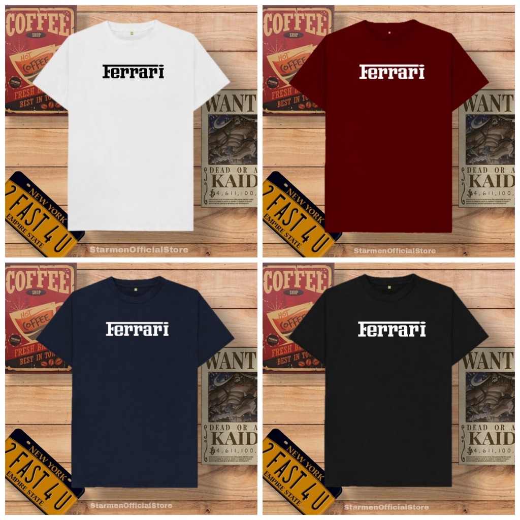 Kaos Distro Unisex FERRARI Katun Combed 30s / sablon polyflex /polyflex premium / Pakaian Pria Wanita Atasan Cowok Cewek /kaos kekinian / kaos viral / tshirt tumbrl tee basic /SIZE M , L , XL , XXL / kaus oblong oversize kaos murah best seller ready