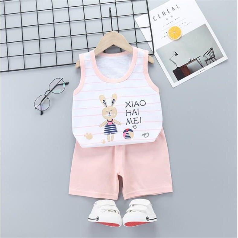 LIN9084 - Setelan pendek anak bayi karakter lucu bahan katun / Kaos anak bayi lucu