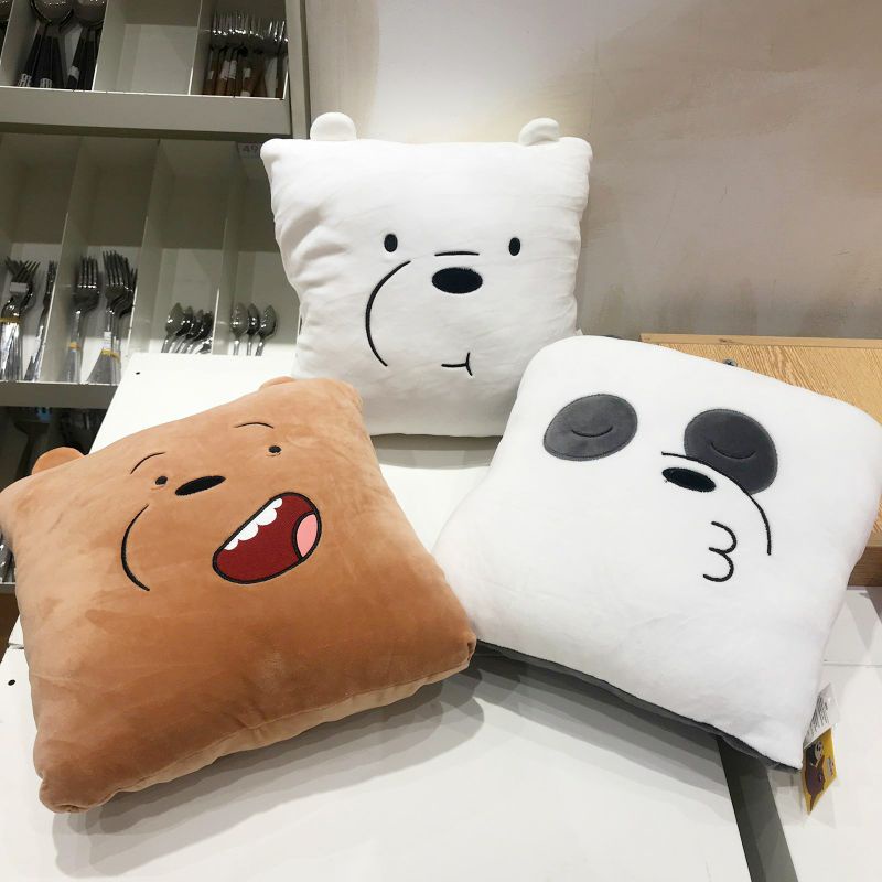 MINISO We Bare Bears Pillow & Blanket / bantal selimut miniso / bantal selimut we bare bears