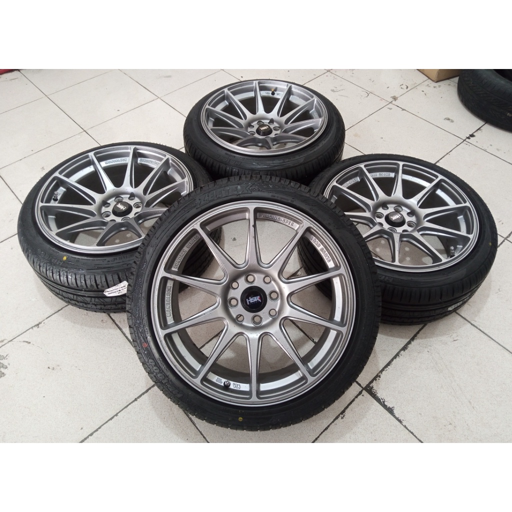 Velg Bekas Hsr Celong Type SHINJUKU R17 Hole 4X100 4X114,3 GREY + BAN ZEETEX 205 45 R17/215 45 R17 M