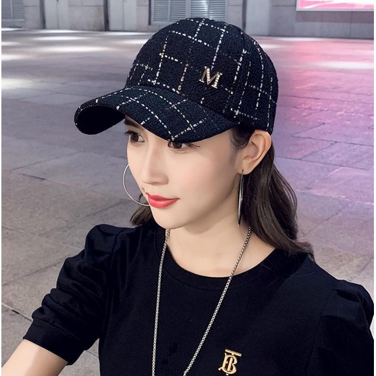 Topi Baseball Pria Wanita Unisex Aksen Rajut Kotak Huruf M Casual Cap Olahraga Golf Sport Import TWB