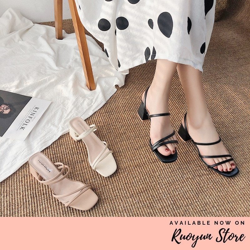 RYX - Strap Thick Sepatu Hak Musim Panas Fashion Casual - Ori Import
