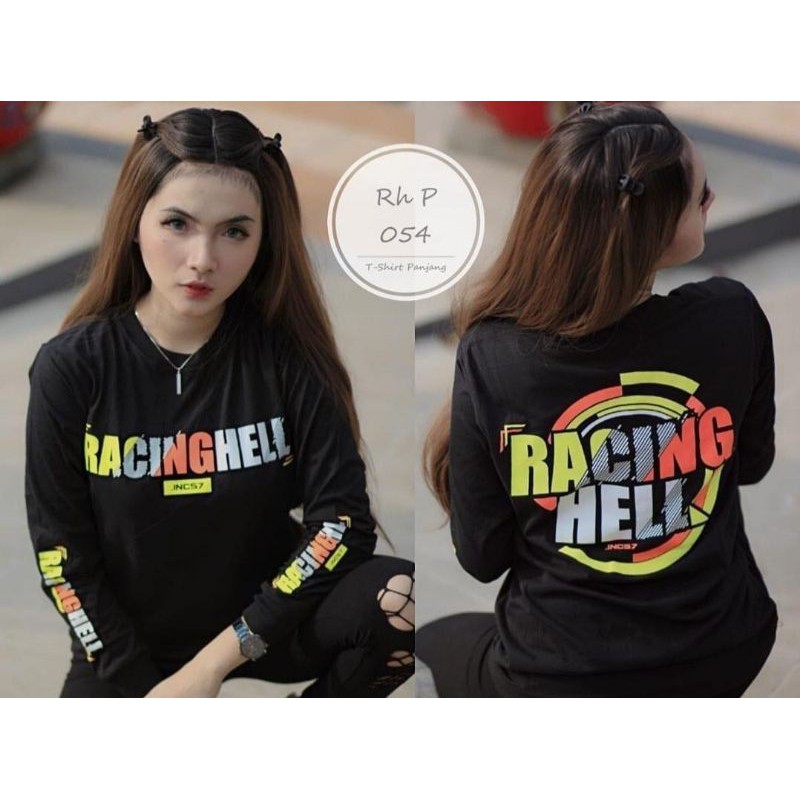 T-SHIRT KAOS RACING HELL PRIA/WANITA HITAM