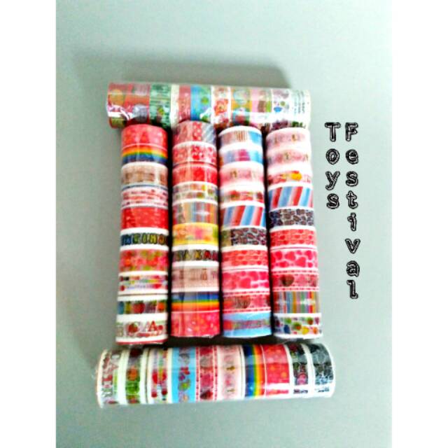 isi 10 pcs Solatip isolasi Fancy karakter 1.5 cm warna warni