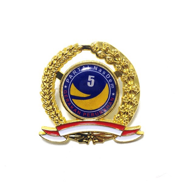 Pin Bros Bross Logo Emblem Padi Kapas Partai Nasdem