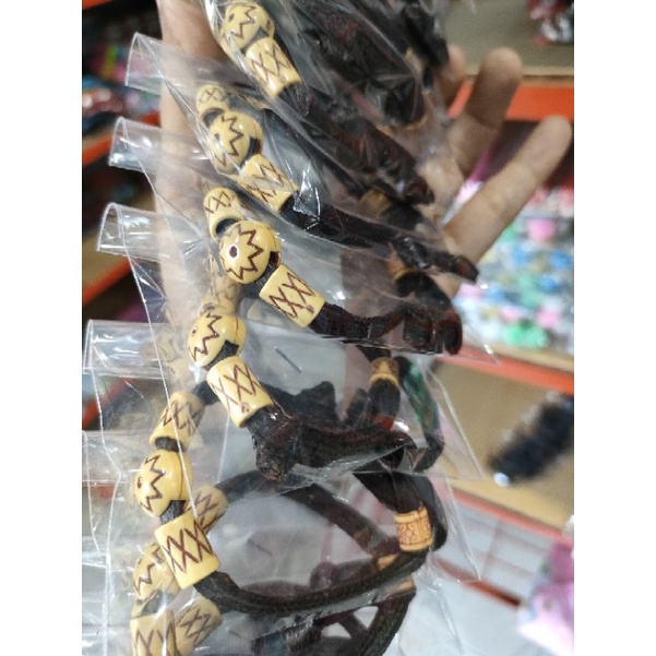 (70gr) 6pcs gelang tangan tali remaja-Triple bulat 6pcs