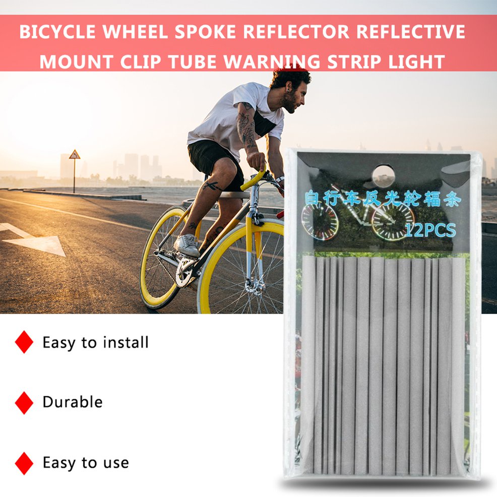 itYukiko Bicycle Wheel Spoke Reflector Reflective Mount Clip Tube Warning Strip Light 