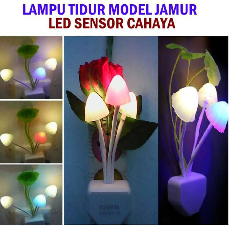 Lampu tidur LED Lampu Tidur Malam Sensor Pot menyala Sensor Cahaya jamur bunga