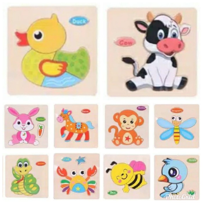 BEST QUALITY!!Mainan Edukatif Anak/ Mainan Puzzle Kayu Karakter Hewan Picture Import