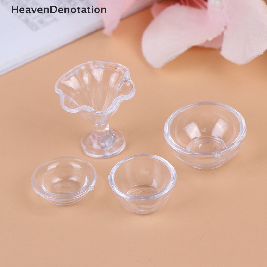 (Heavendenotation) 17pcs / Set Mainan Miniatur Peralatan Makan Transparan Skala 1: 12 Untuk Rumah Boneka