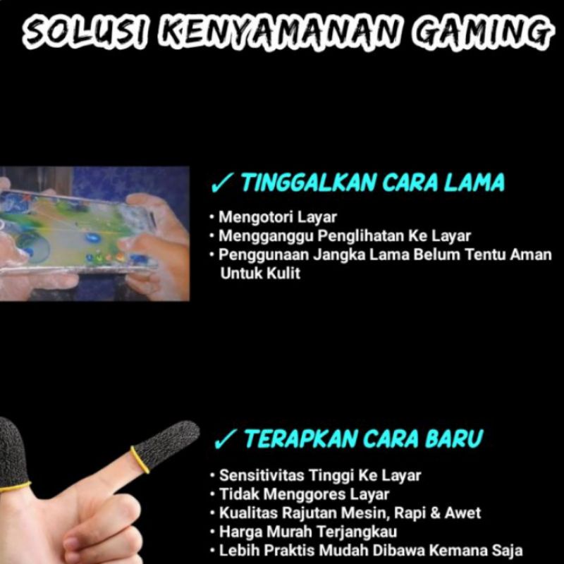 Sarung Tangan Jempol Game 1 set / Sarung Jari Anti Keringat Basah Premium