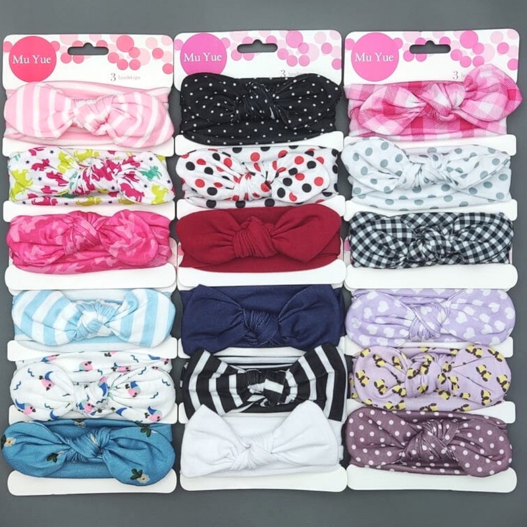 D36 (1 set 3 pcs) Satu set bandana bayi / headband anak  kain