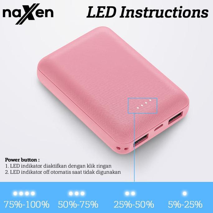Naxen MiniBox PD26 Powerbank 10000mAh Dual Port Real Capacity - Biru Muda