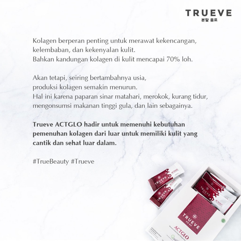 [ FREE GIFT ]  TRUEVE Actglo Collagen Drink Isi 20 Sachet - Minuman Collagen