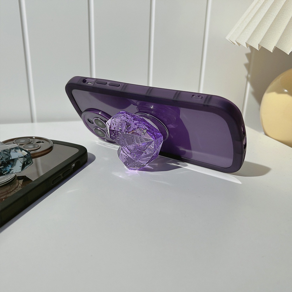 IPHONE Bracket Cinta Hati Geometris 3D Transparan Warna Solid Lembut TPU Phone Case Cover Untuk Iphone7 8 PLUS X XR XS 11 12 13 14 PRO MAX SE 2020