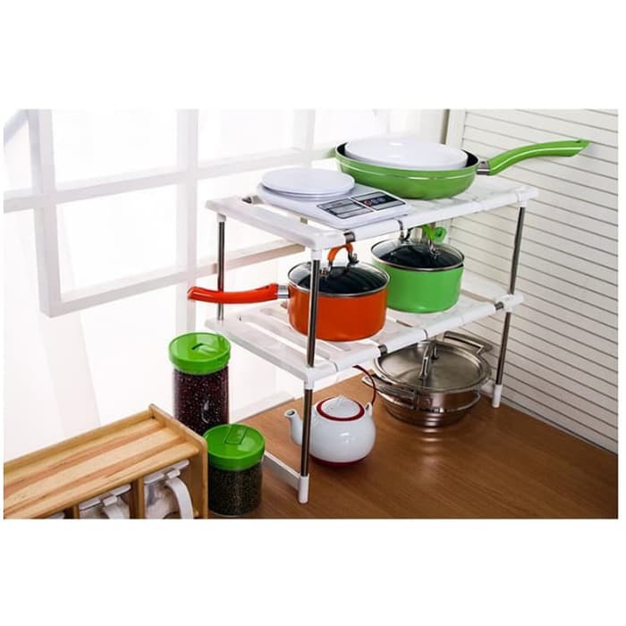

Rak Dapur Serbaguna 2 Susun Plastik dan Stainless Steel Extandable Murah
