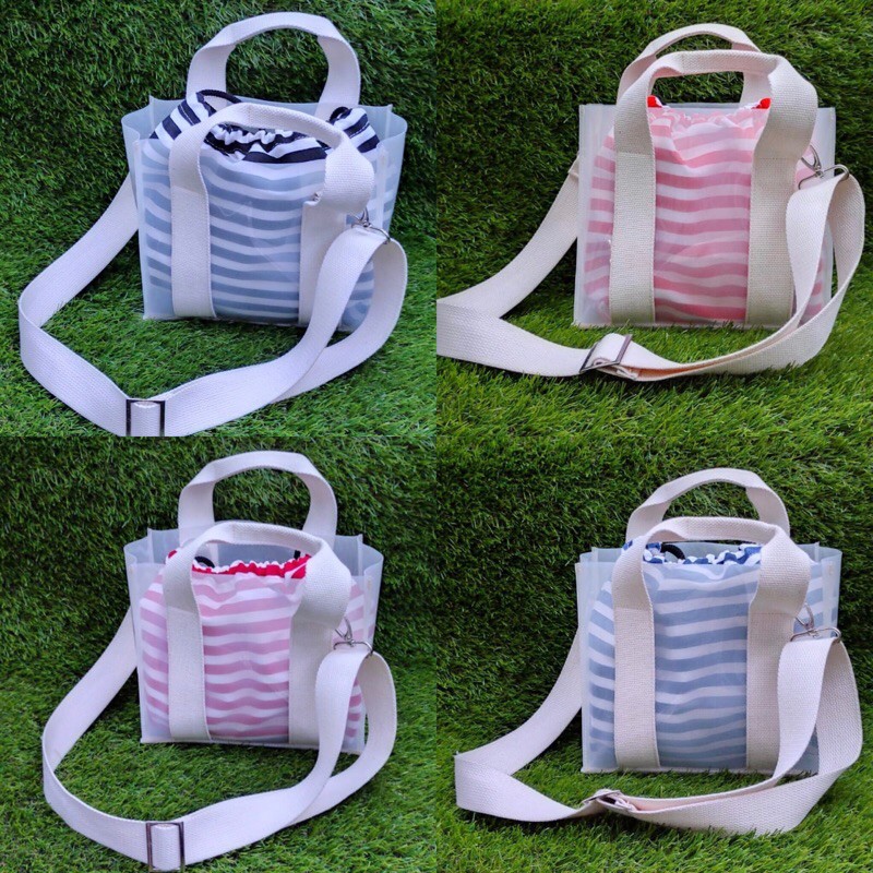 Tas new normal / tas kekinian / tas gaul / tas mika transparant dengan pouch / tas keren / tas gaul