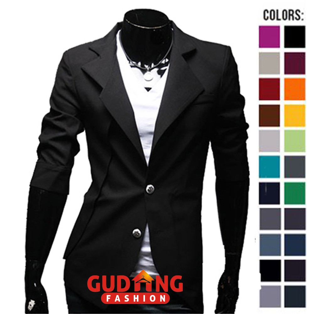 Blazer Pria Stretch Model Korea Hitam Putih - BLZ (COMB)