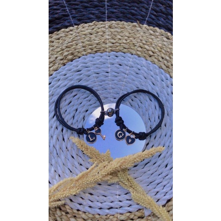Gelang couple inisial+gembok kunci+magnet