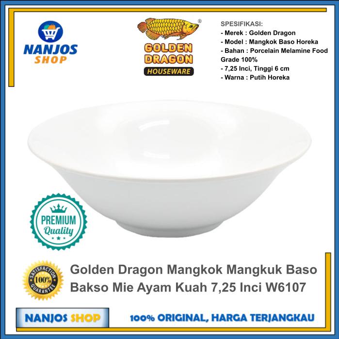 Golden Dragon Mangkok Mangkuk Baso Bakso Mie Ayam Kuah 7,25 Inci W6107