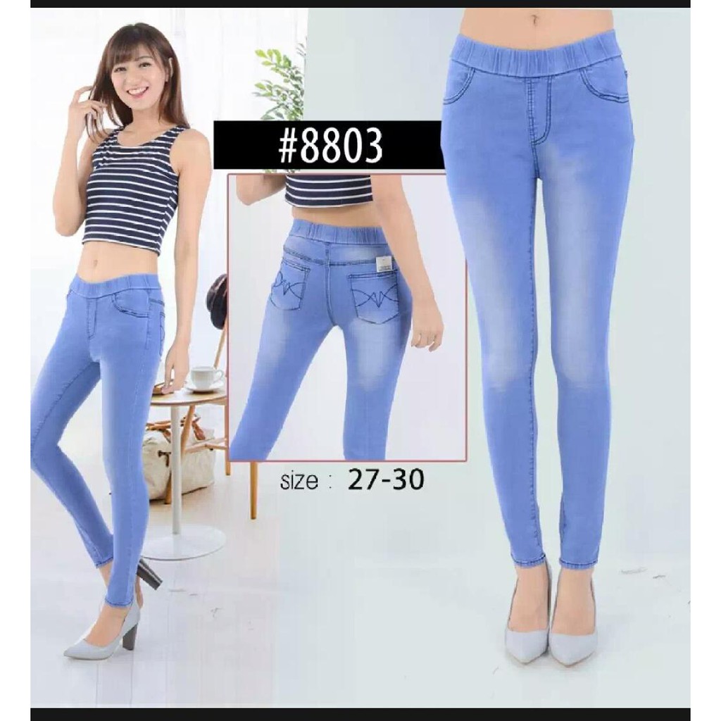 celana jeans wanita pinggang karet